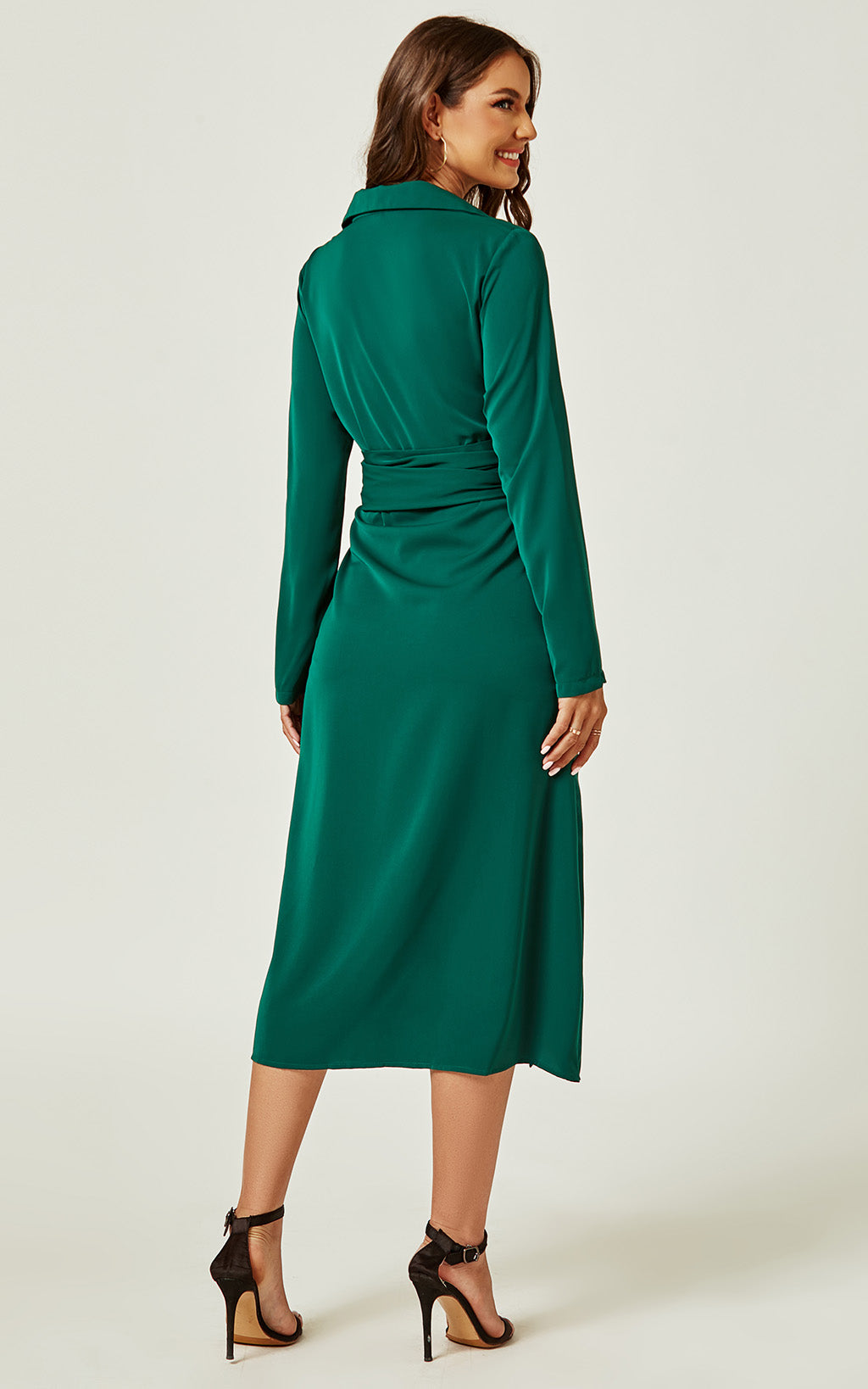 Shirt Midi Wrap Dress In Green