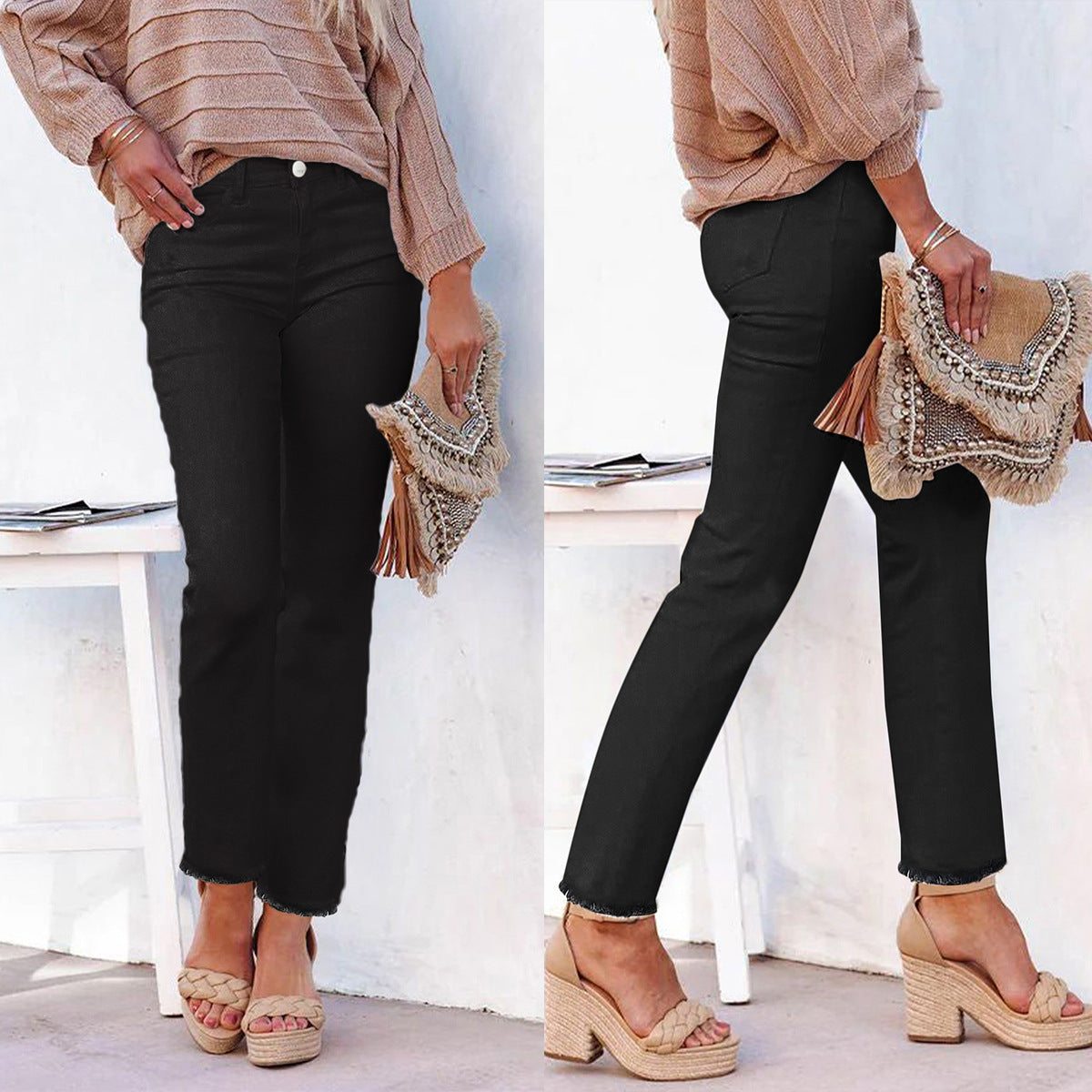 Damen High Waist Straight Leg Jeans ESTID