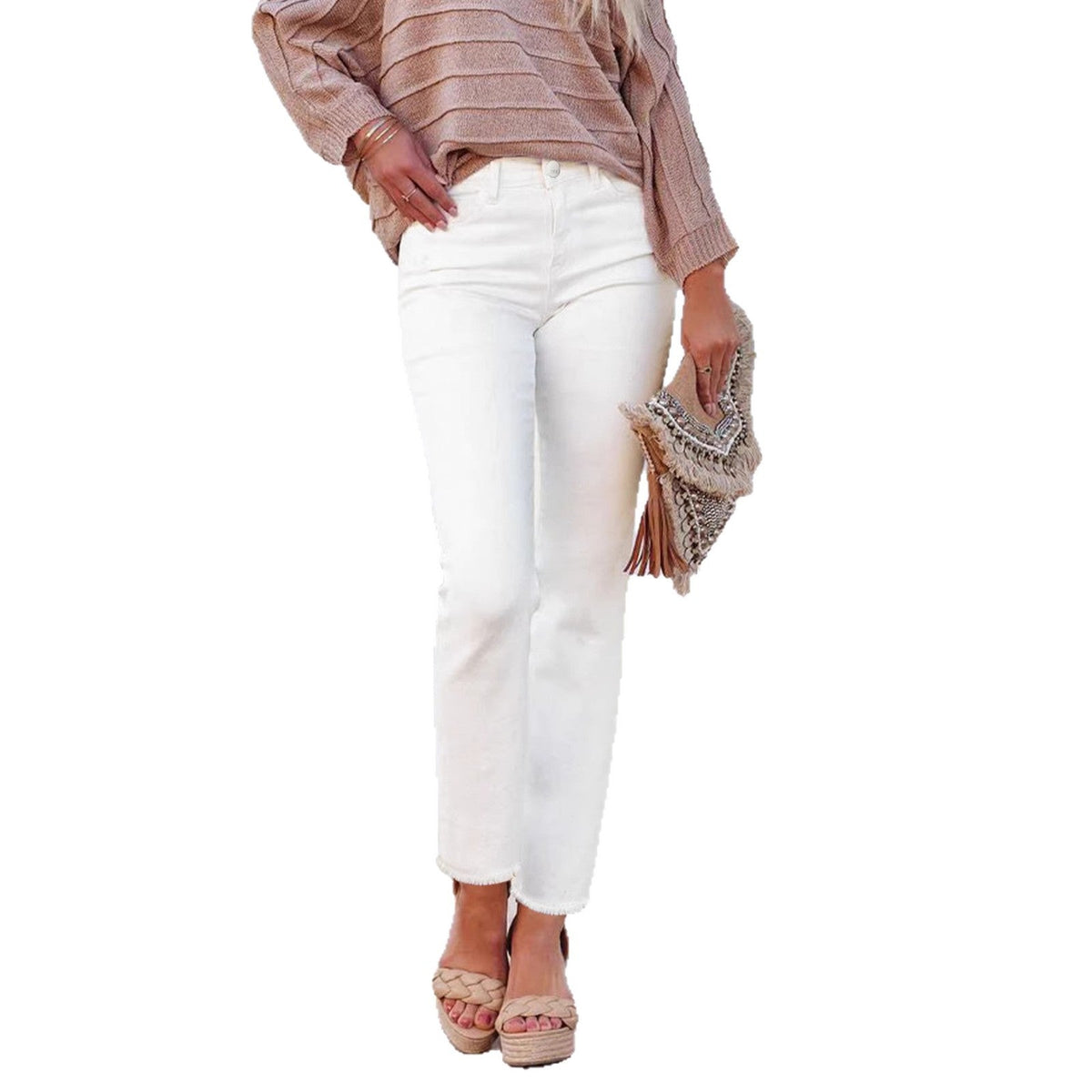 Damen High Waist Straight Leg Jeans ESTID