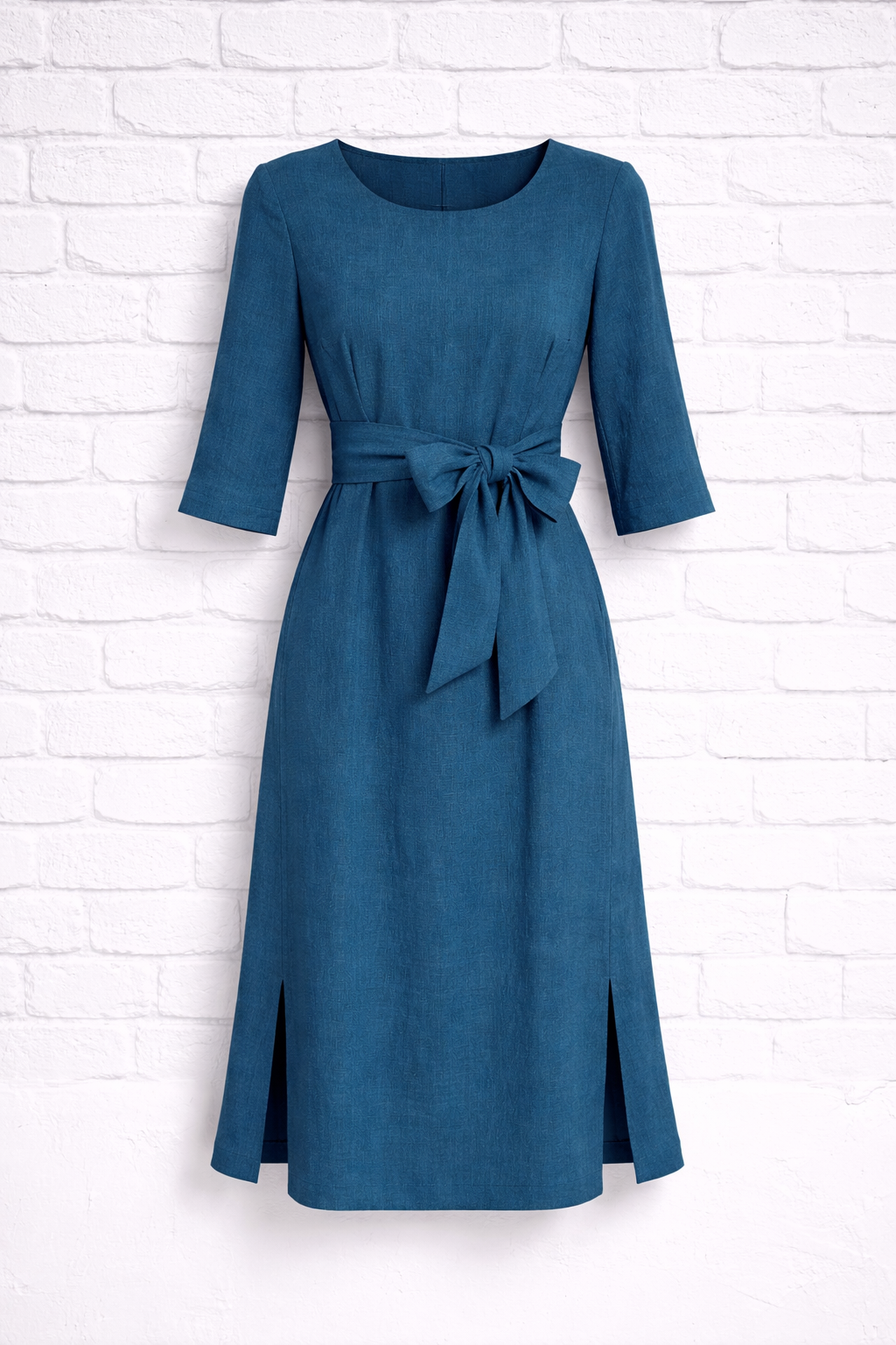 Natürliches Leinenkleid 3/4 Wickelkleid - VERDANT WINTER