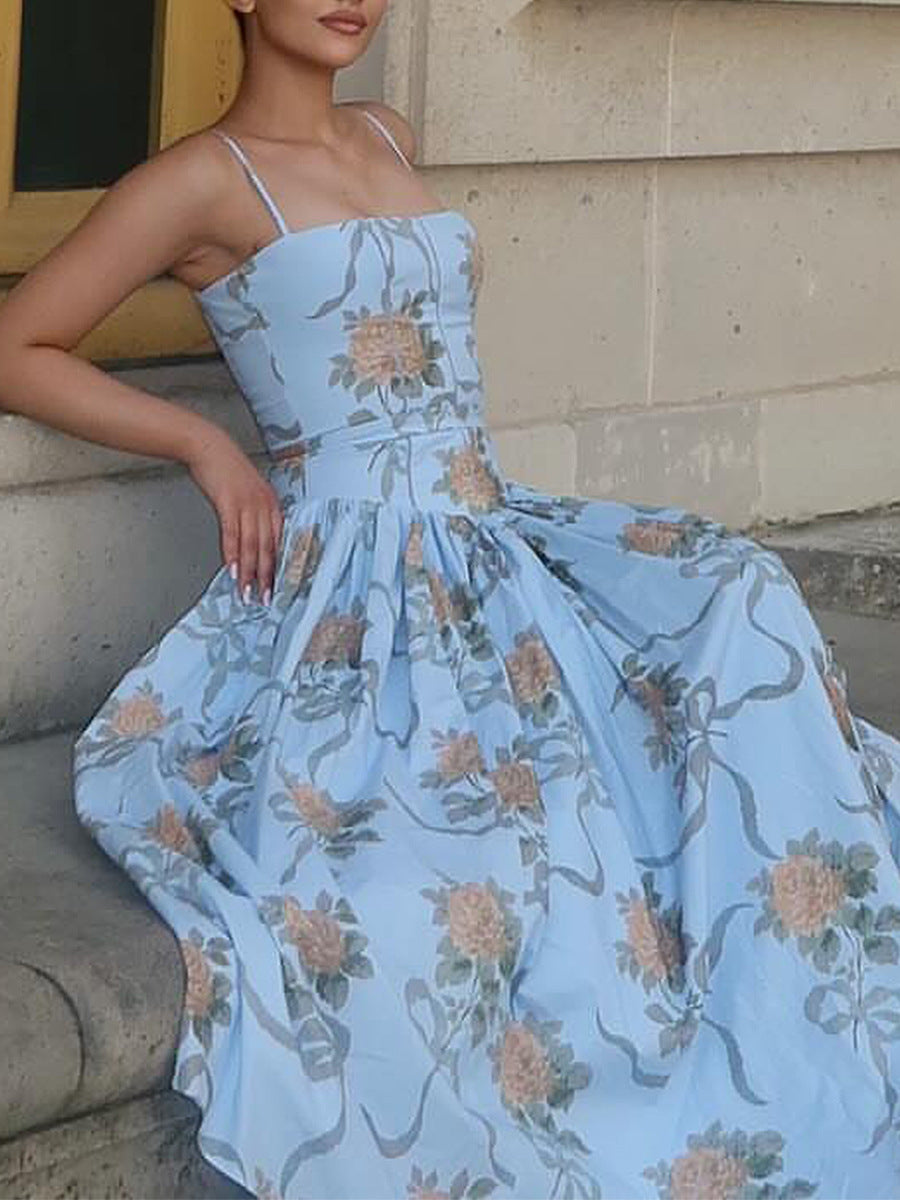 Damen Maxikleid „Flora Romance“ – Elegantes Corsagenkleid mit floralem Print
