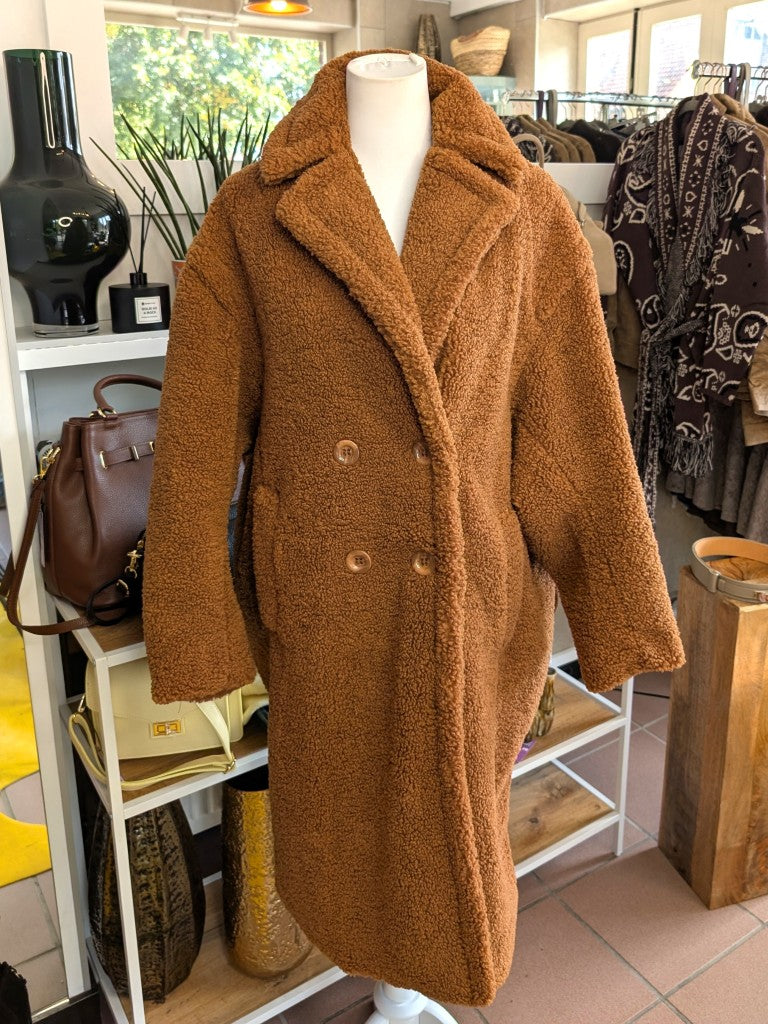 Teddy Mantel L/XL Cognac Flauschig Weich Warm Lang Kunstpelz - von Orice Style 523 J0298
