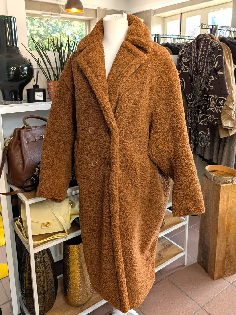 Teddy Mantel L/XL Cognac Flauschig Weich Warm Lang Kunstpelz - von Orice Style 523 J0298