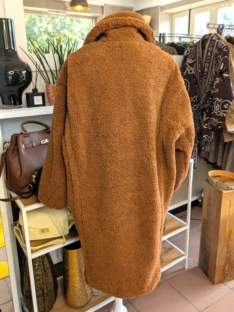 Teddy Mantel L/XL Cognac Flauschig Weich Warm Lang Kunstpelz - von Orice Style 523 J0298