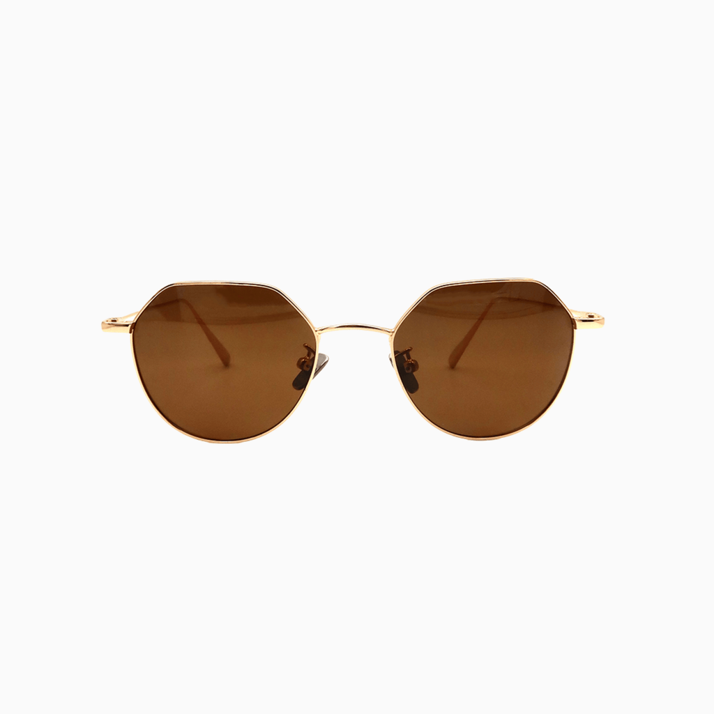 Chiltern – runde Sonnenbrille aus Titan in Gold