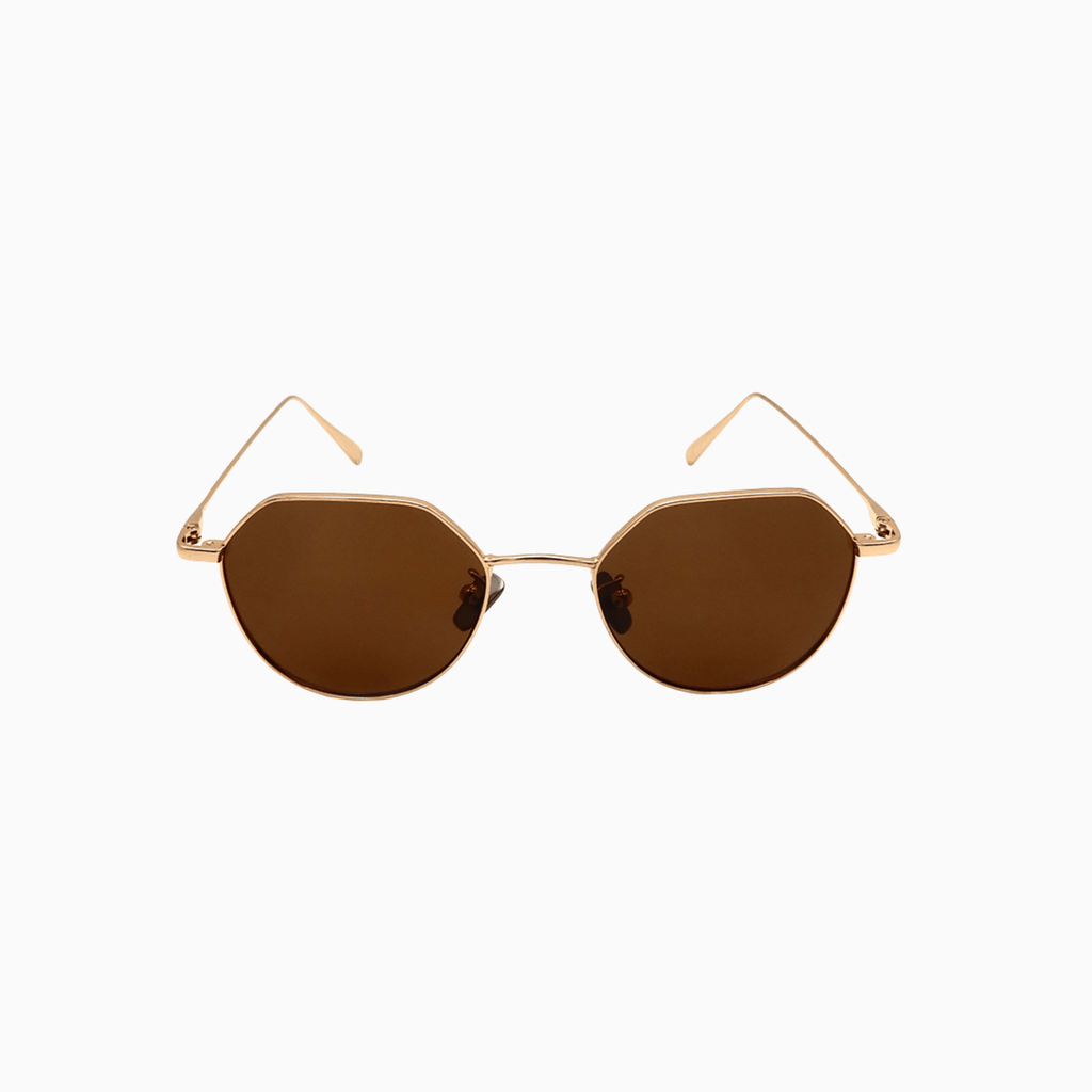 Chiltern – runde Sonnenbrille aus Titan in Gold